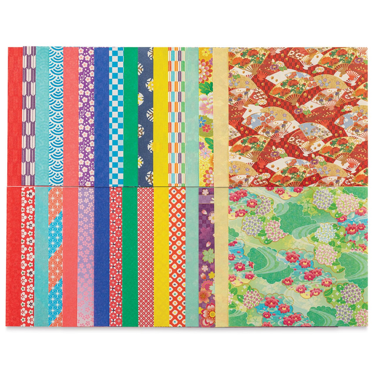 Aitoh Washi Chiyogami Paper - Geo Kimono, 5-7/8" x 5-7/8", 64 Sheets